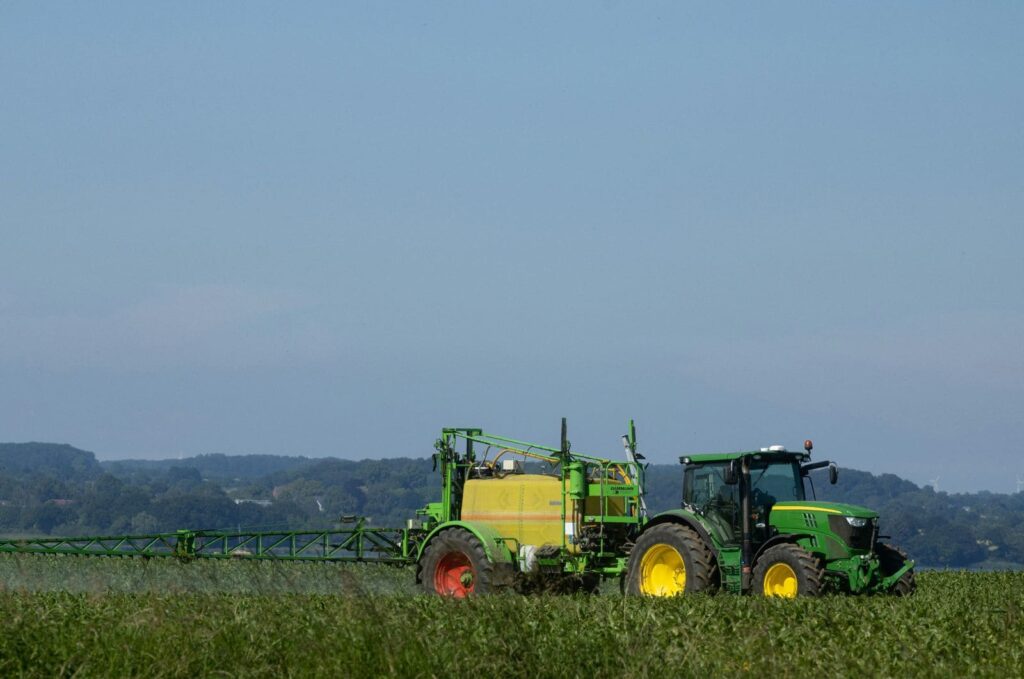Spraying being done by tractor